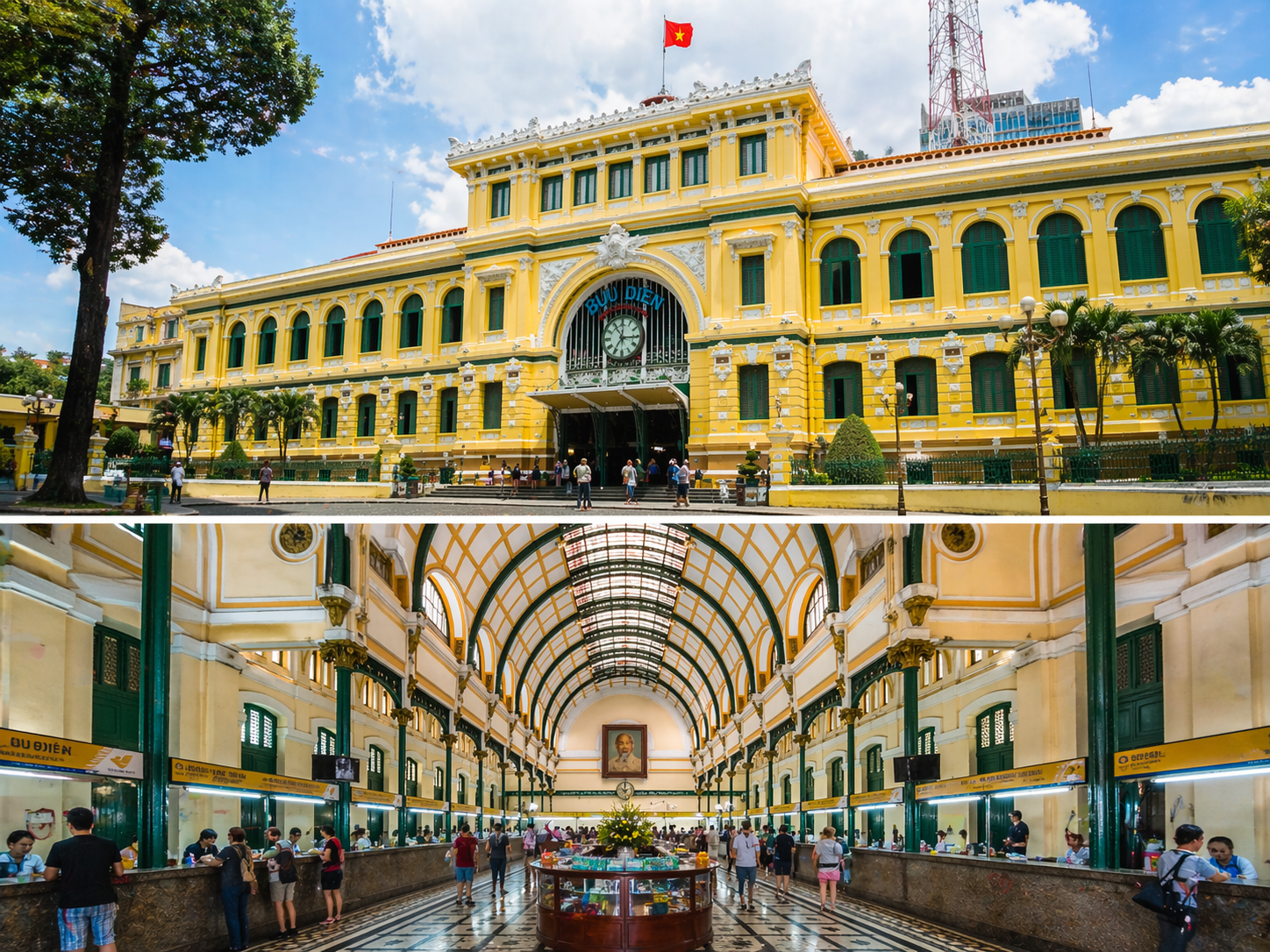 Saigon Central Post Office interior and exterior architecture